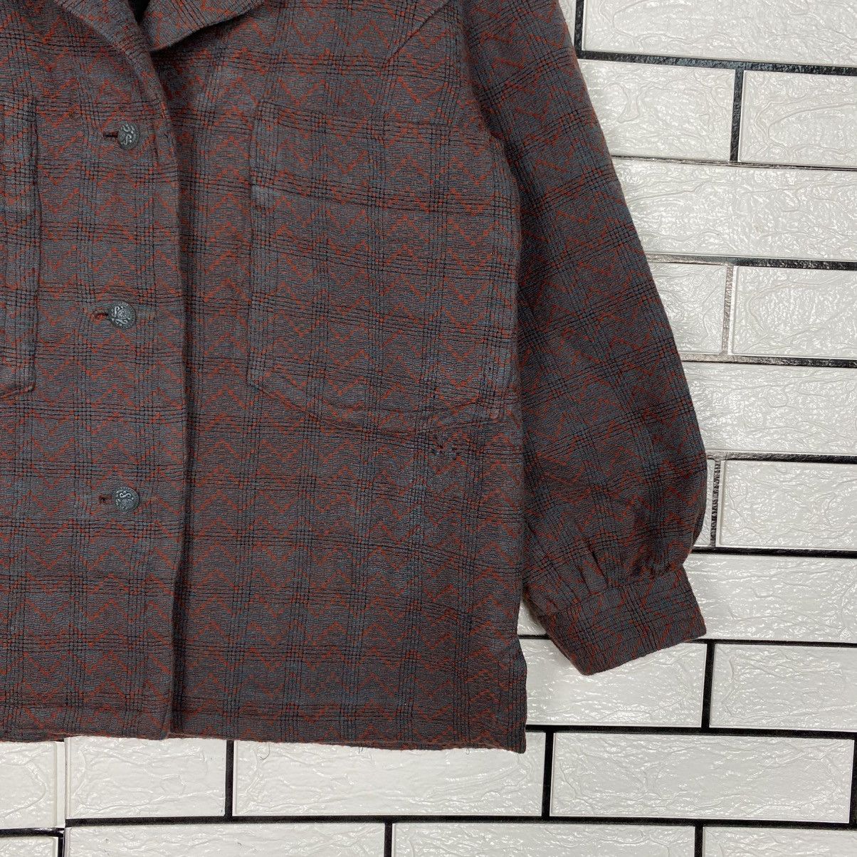 Japanese Brand Vintage Wool Jacket Herringbone Unbranded Issey Miyake Size US M / EU 48-50 / 2 - 6 Thumbnail