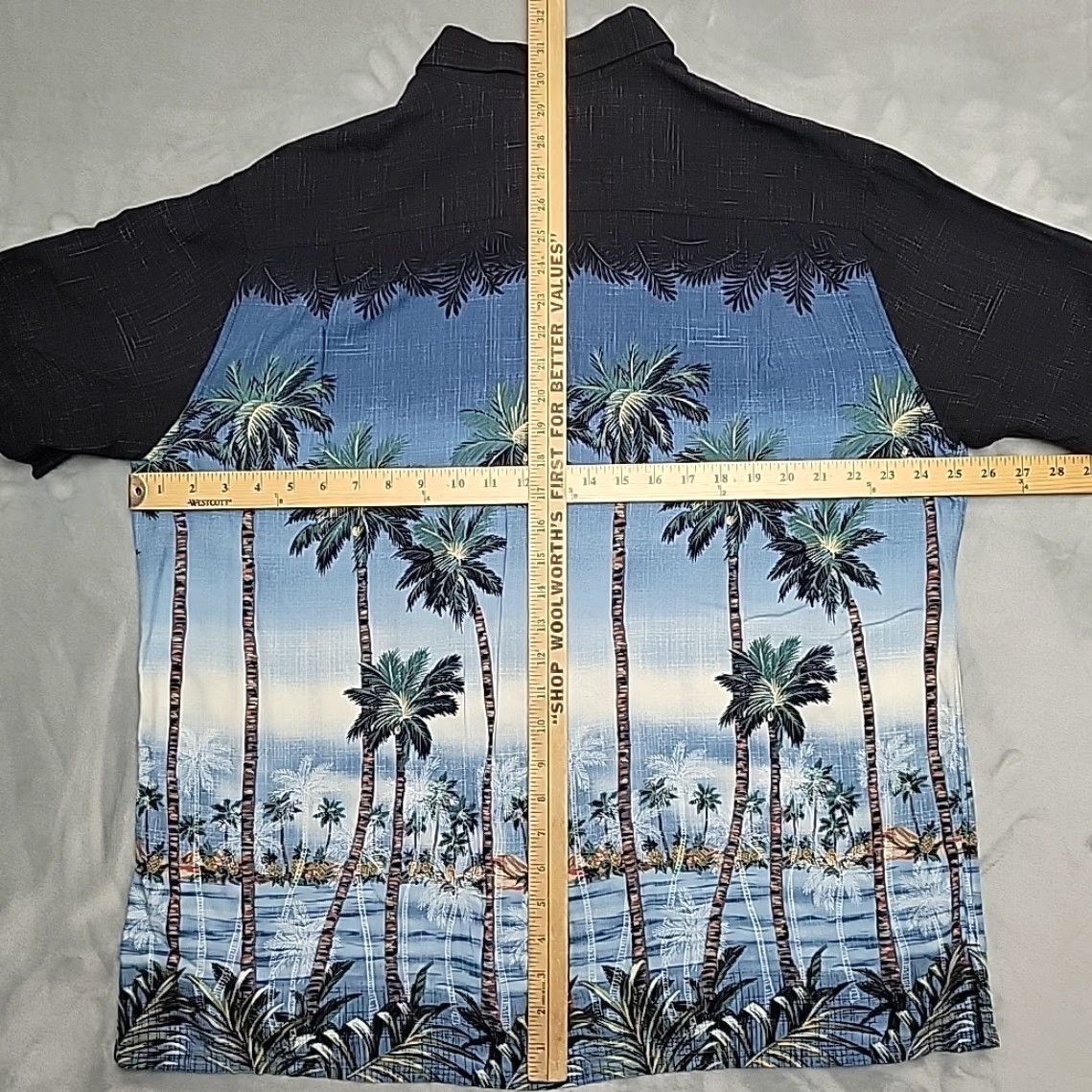 Vintage VINTAGE Batik Bay Shirt Mens XL Blue Black Rayon Palm Tree Hawaiian Tropical Vacation Bamboo Cay Button-Up Casual Mens Size US XL / EU 56 / 4 - 6 Thumbnail