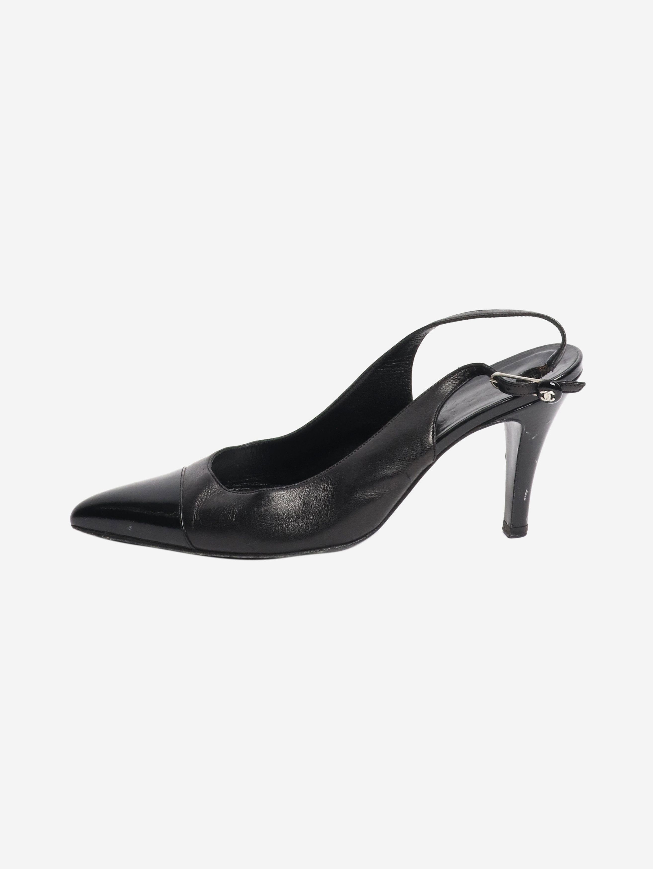 Chanel Black leather slingbacks - EU 38 (UK 5) Size US 7.5 / IT 37.5 - 1 Thumbnail