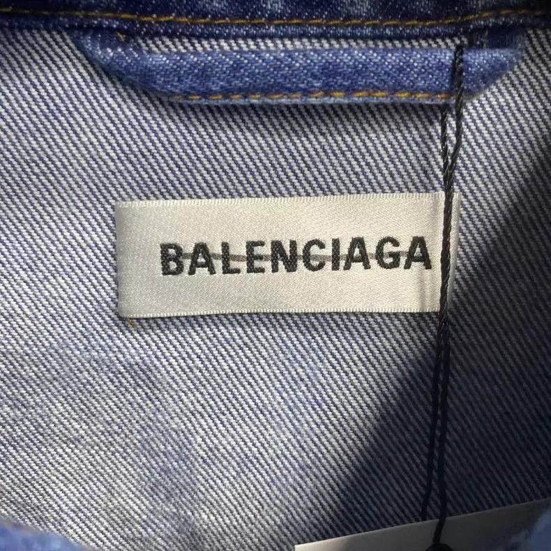 Balenciaga Balenciaga Blue back printed logo denim jacket Size XXS / US 00 / IT 34 - 4 Thumbnail