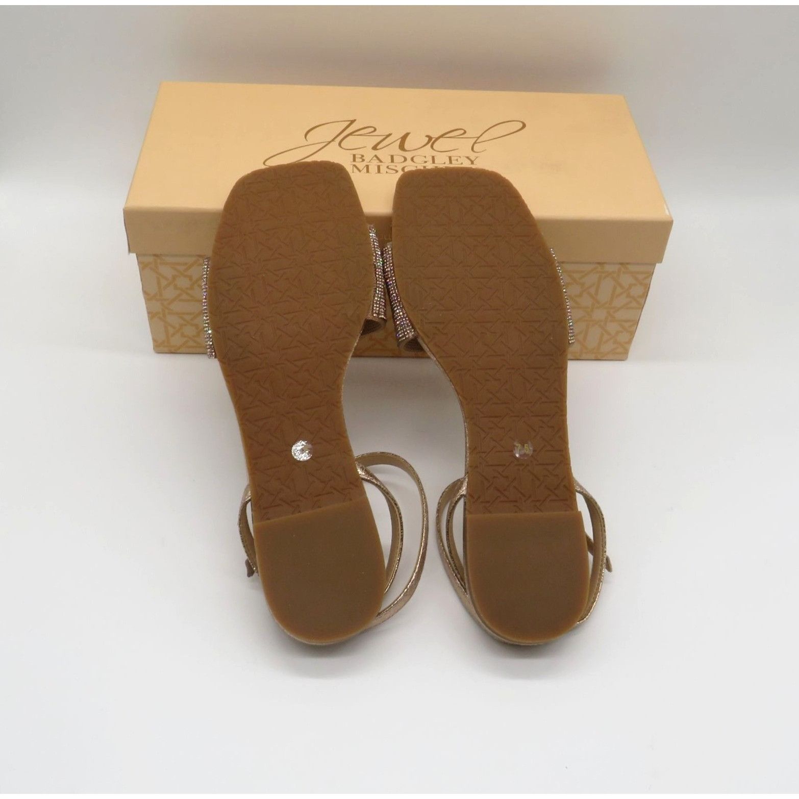 Other Jewel By Badgley Mischka Womens Rose Gold Sandals With Rhine Size US 7.5 / IT 37.5 - 5 Thumbnail