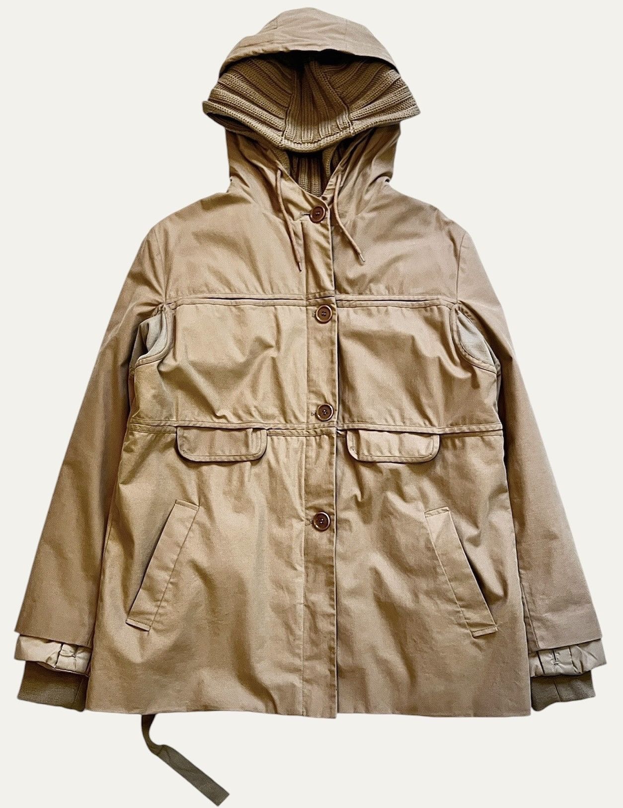 Helmut Lang AW04 Helmut Lang knit hood double-layer bomber/parka jacket Size US L / EU 52-54 / 3 - 3 Thumbnail