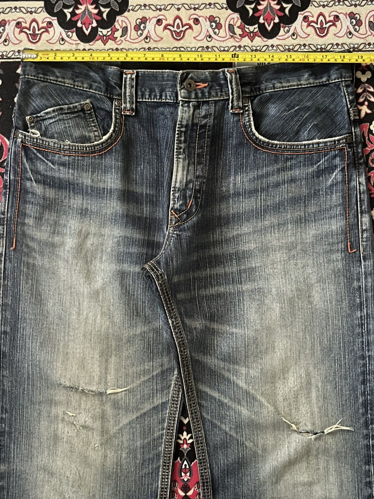 Kapital ⚡️Distressed⚡️Vintage Japanese Edwin XV Buckle Back Blue Jeans Size US 36 / EU 52 - 16 Thumbnail