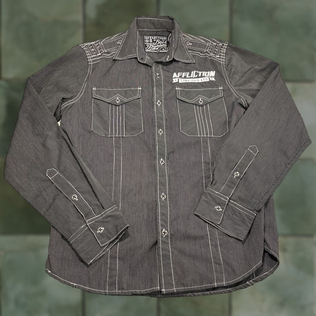 Affliction Affliction Black Premium Button-Up Shirt Mens S Multicolor Embroidered Long Sleeve Casual Business Size US S / EU 44-46 / 1 - 1 Thumbnail