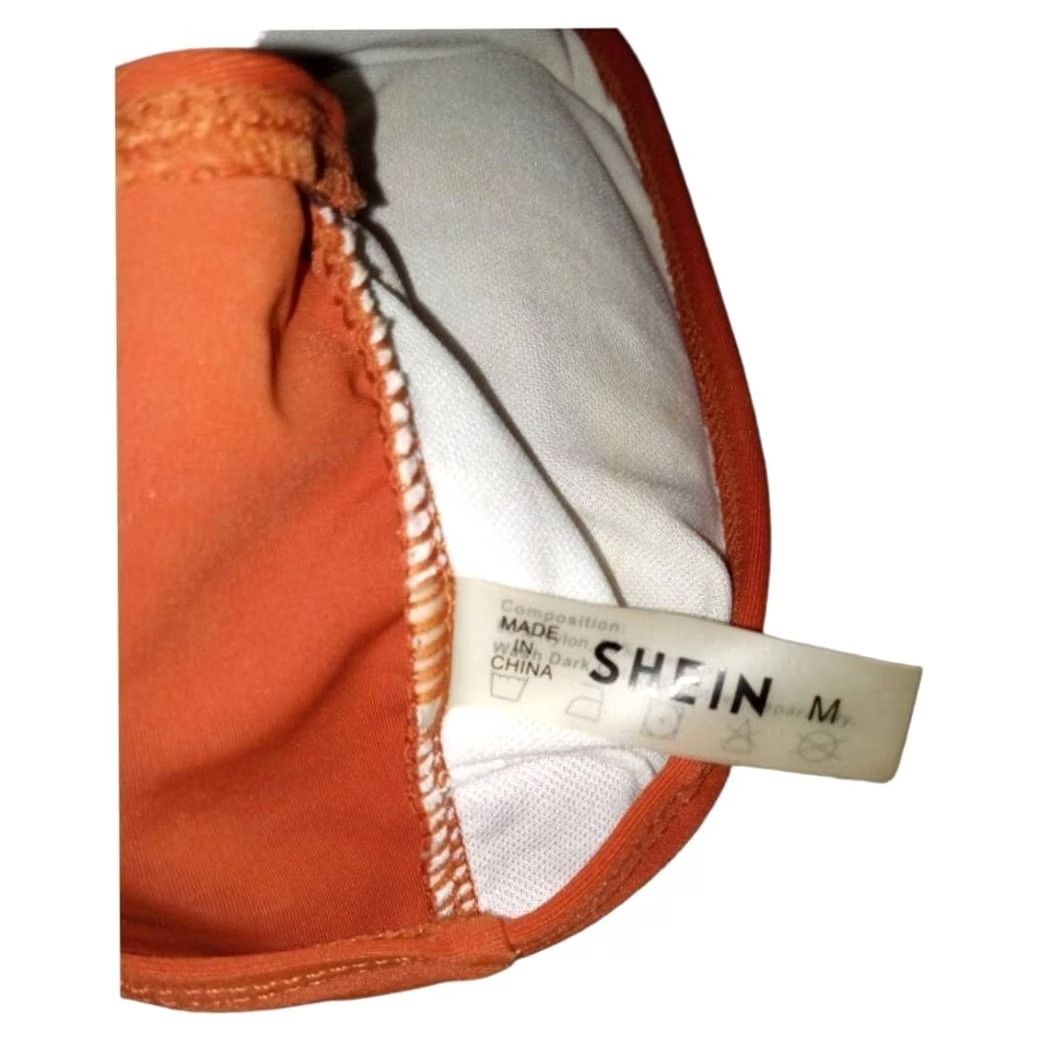 Shein SheIn Floral Bikini Set - 2 Piece - Top M Bottom L - Orange Swimwear - High-Waisted - Women - Regular Size 32" / US 10 / IT 46 - 2 Thumbnail