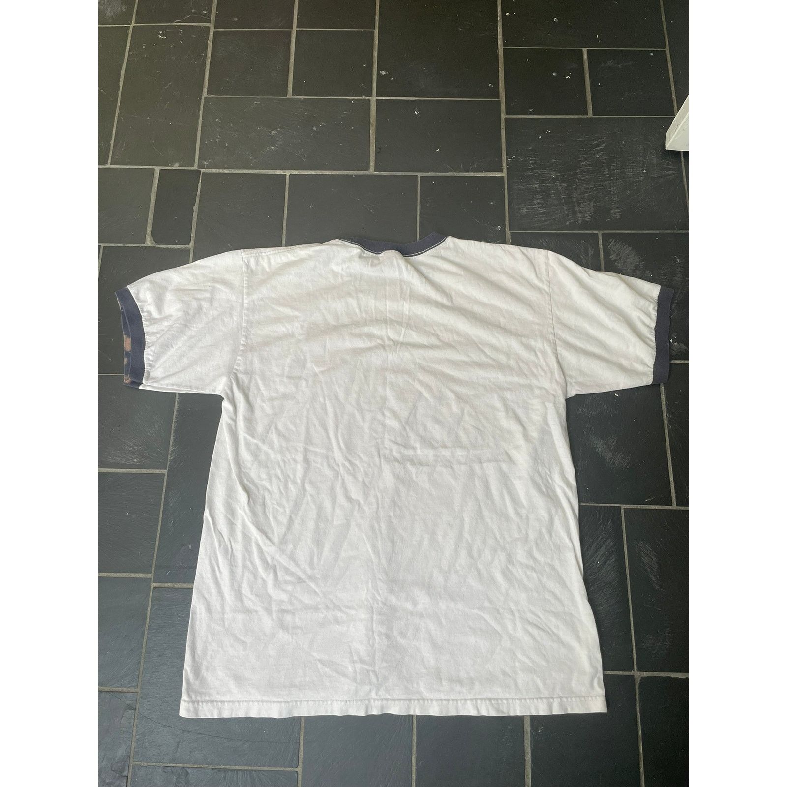 Anvil AALA Walk The Walk Anvil White Navy Cuff Tshirt Vintage Size US L / EU 52-54 / 3 - 3 Thumbnail