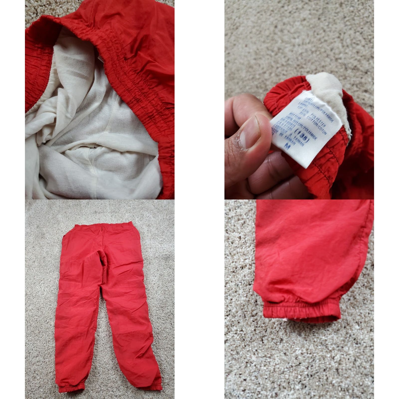 Reebok VINTAGE Reebok Track Pants Mens M Red Nylon Lined Pockets Tapered Leg 90s Size US 31 - 8 Thumbnail