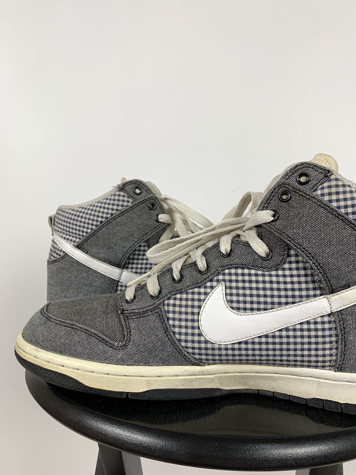 Nike Rare Nike High Dunk Checkered Denim Sneakers Size US 11 / EU 44 - 19 Thumbnail
