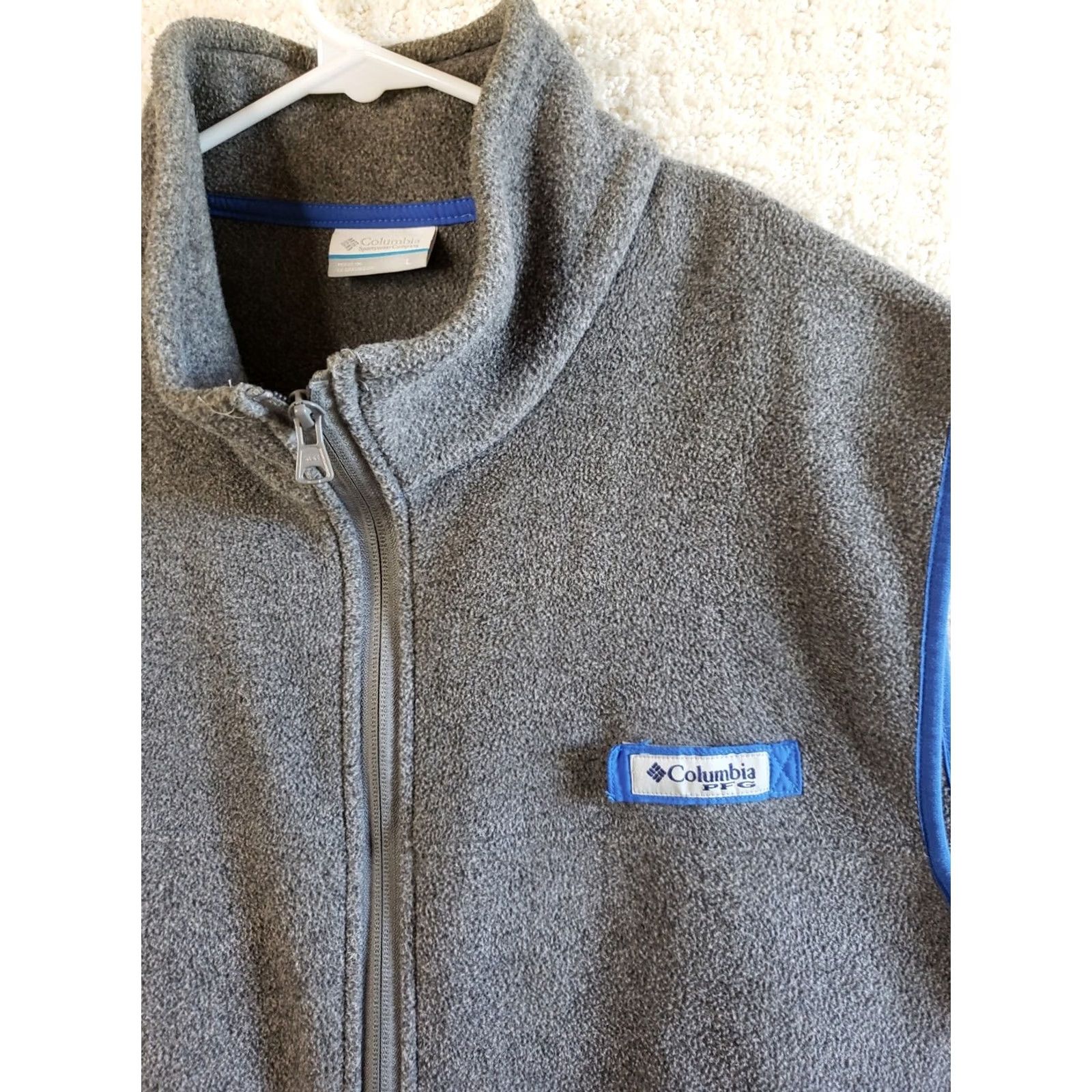 Vintage Columbia PFG Vest L Gray Fleece Full Zip Blue Trim Men's Size US L / EU 52-54 / 3 - 2 Thumbnail