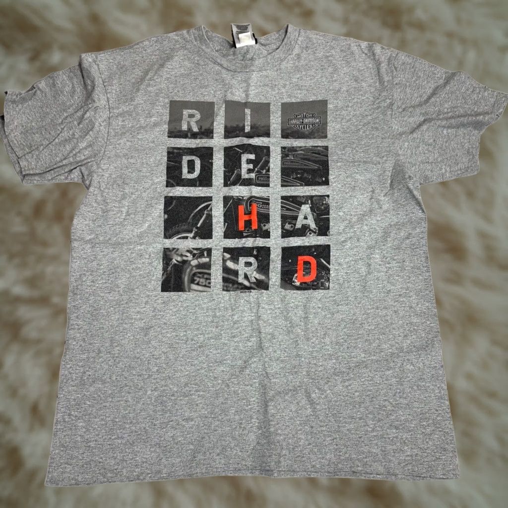 Harley Davidson Harley-Davidson Mens Slim Fit Ride Hard Graphic T-Shirt Sz L Gray Slim Fit Size US L / EU 52-54 / 3 - 1 Thumbnail