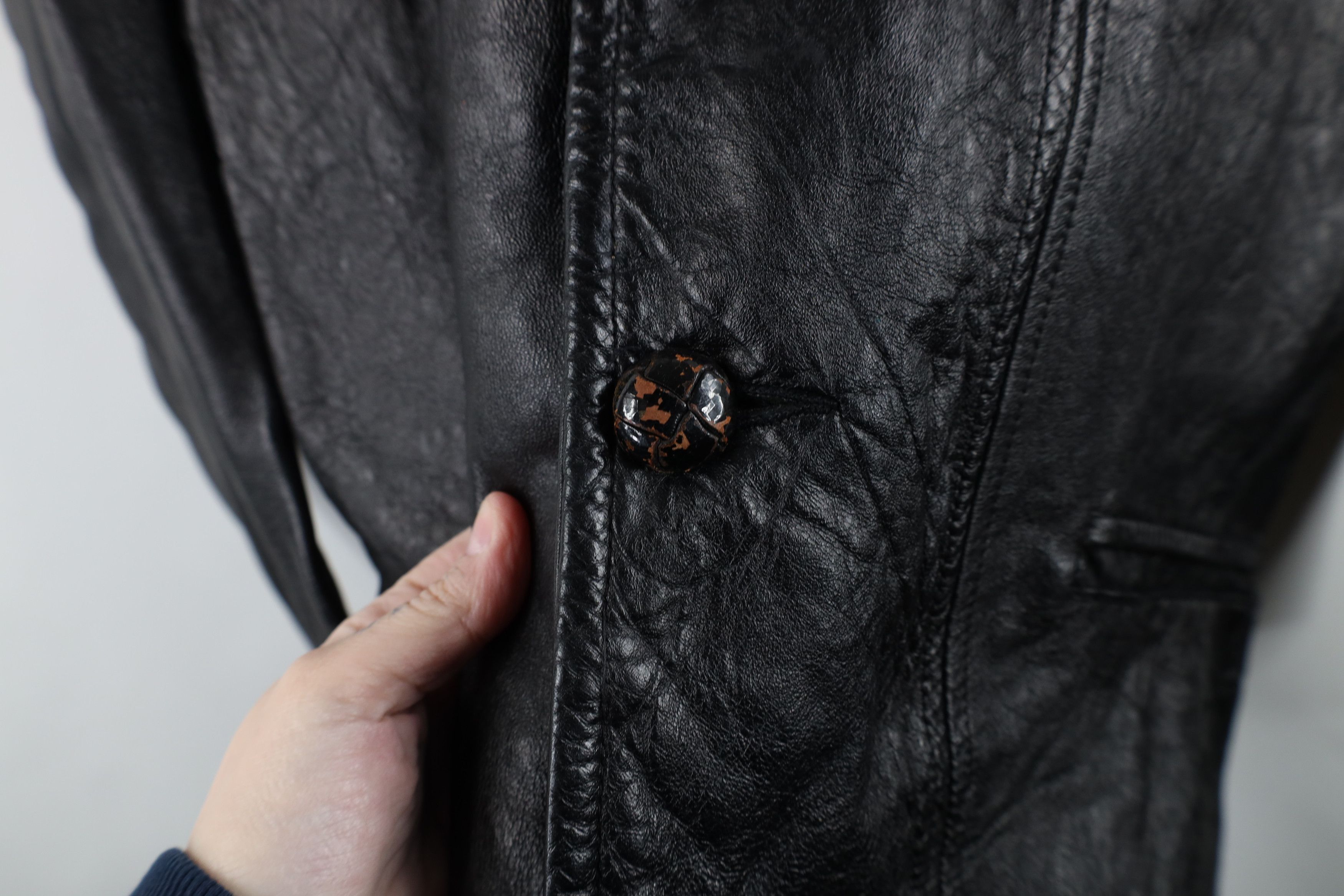 Vintage Vintage 70s Streetwear Full Button Leather Jacket Black Size US L / EU 52-54 / 3 - 7 Thumbnail