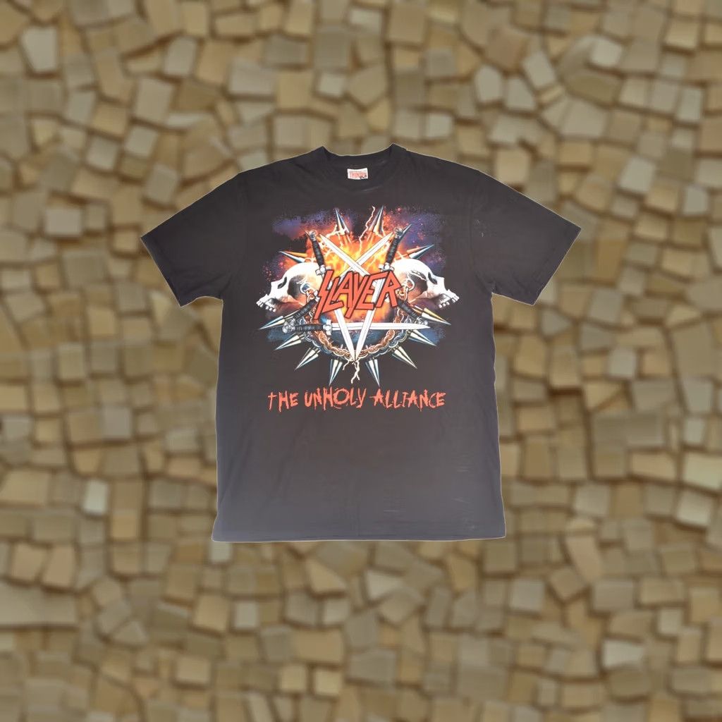 Vintage VINTAGE Thunder Plus Slayer The Unholy Alliance T-Shirt XL Black Men Medium? Size US XL / EU 56 / 4 - 1 Thumbnail