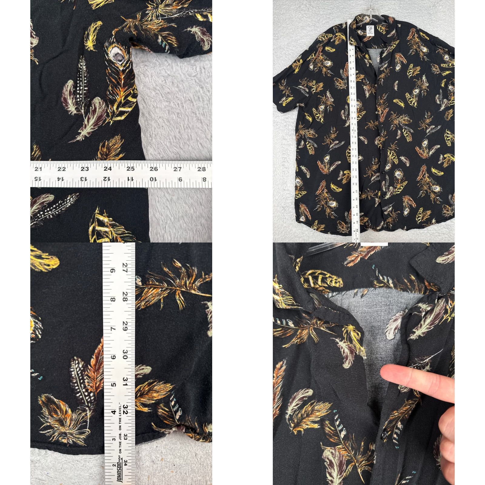 Vintage VINTAGE 185 Couture Shirt Men 1XL Black Floral Feathers AOP Hawaiian Button Cotton Read Size US XL / EU 56 / 4 - 8 Thumbnail