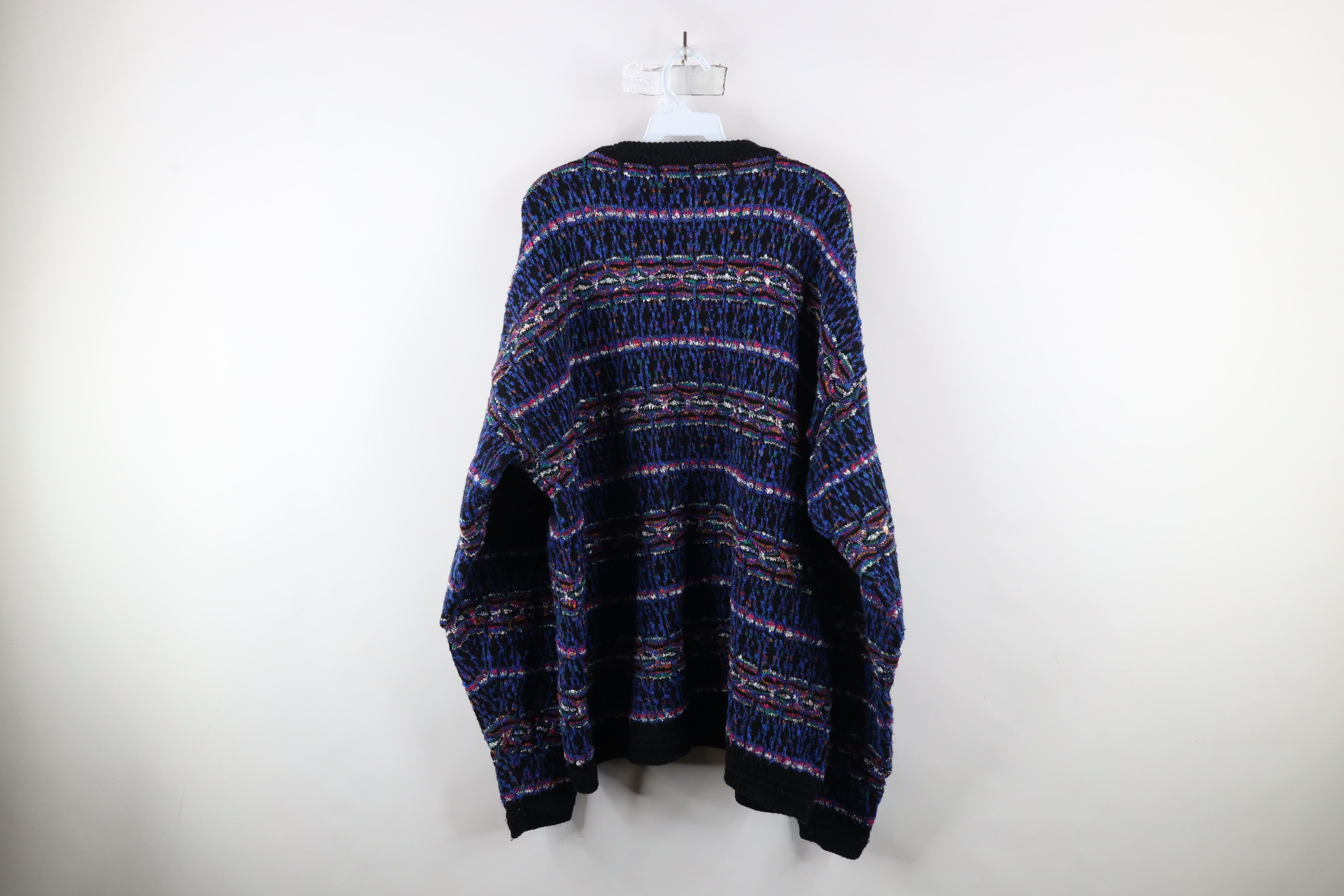 Vintage Vintage 90s Coogi Style Rainbow Textured Knit Sweater Size US XXL / EU 58 / 5 - 7 Thumbnail