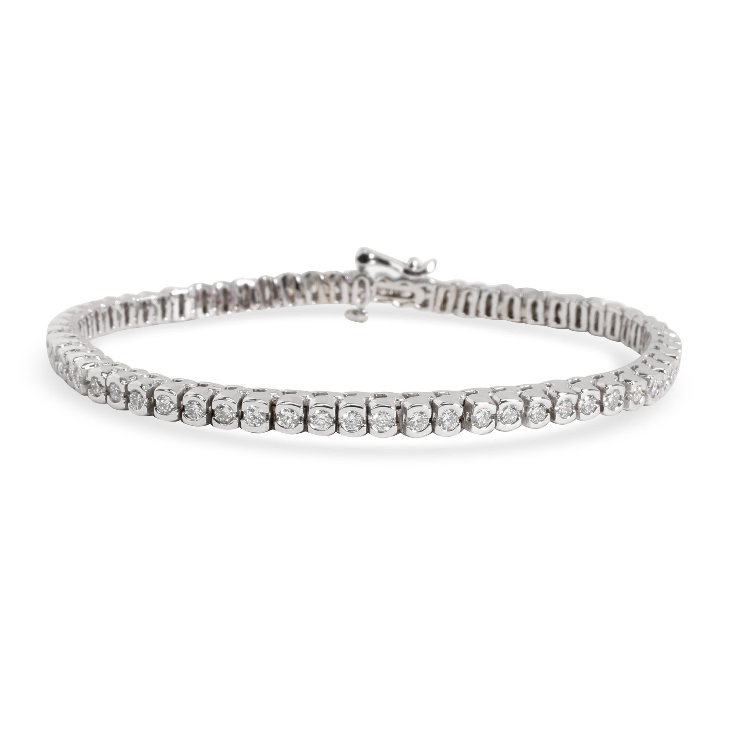 image of Cartier Certified Semi-Bezel Diamond Tennis Bracelet In 14K Gold G-H Vs2-Si1 2.50 Ctw, Women's