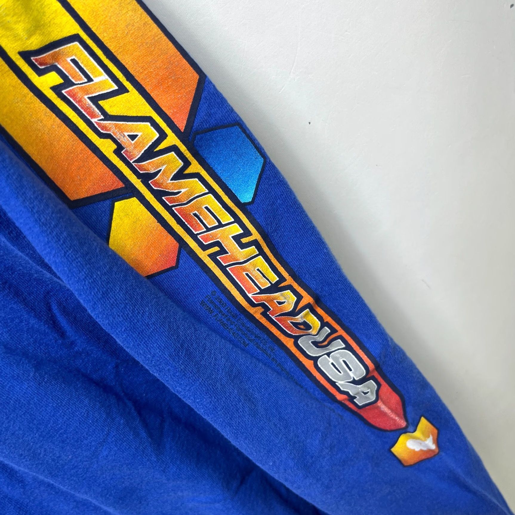 JNCO VINTAGE Flamehead USA BMX Long Sleeve Skater Shirt L Blue Mens Crew Neck 1990s Flames Logo Shirt Size US L / EU 52-54 / 3 - 6 Thumbnail
