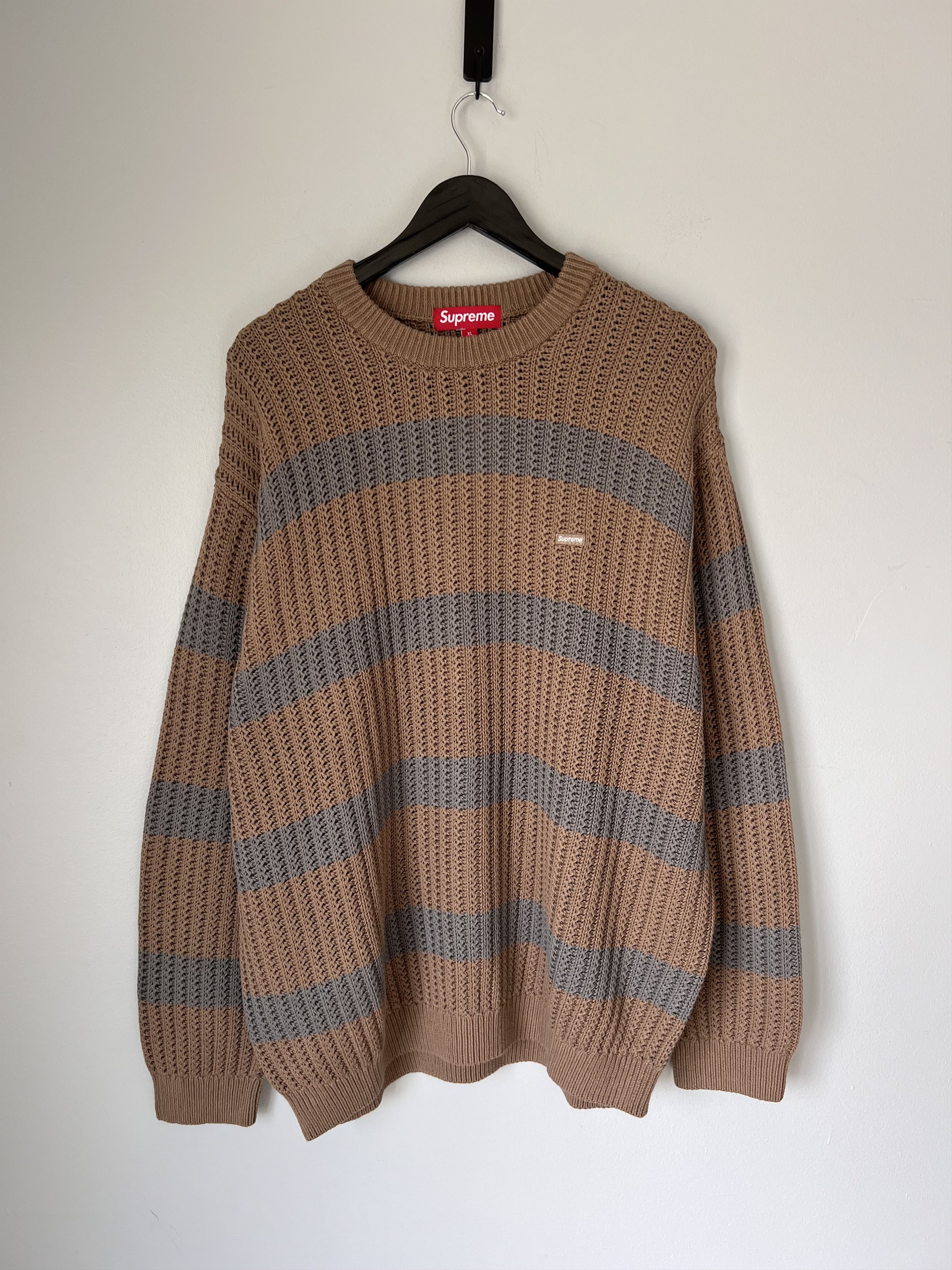Supreme Logo Stripe Knit Top (FW19) - $138