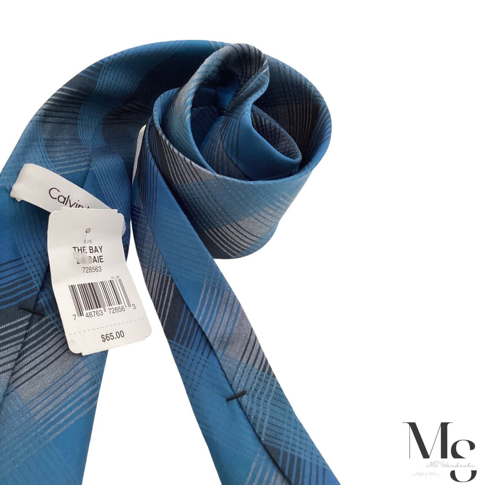 Calvin Klein $65 Calvin Klein Blue Plaid Luxury Silk Bled Tie W: 3" NWT Size ONE SIZE - 3 Thumbnail
