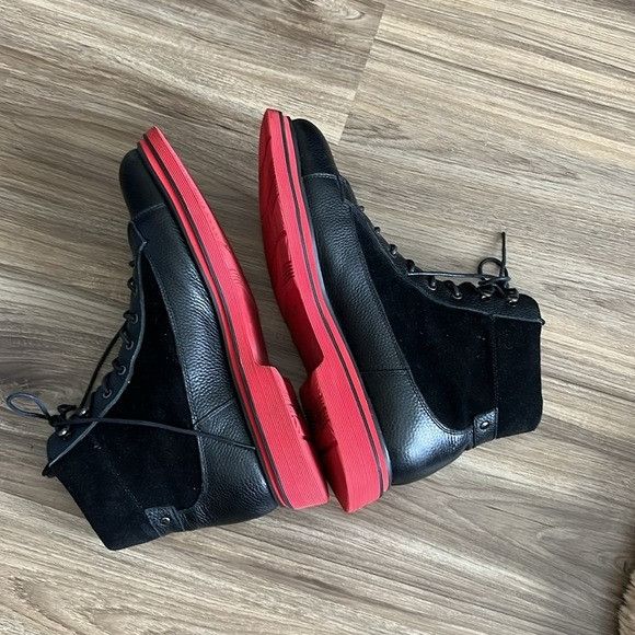 Other MeMarc Nolan Aiden Black Leather Combat Boots Red Sole Lace Size US 9 / EU 42 - 6 Thumbnail