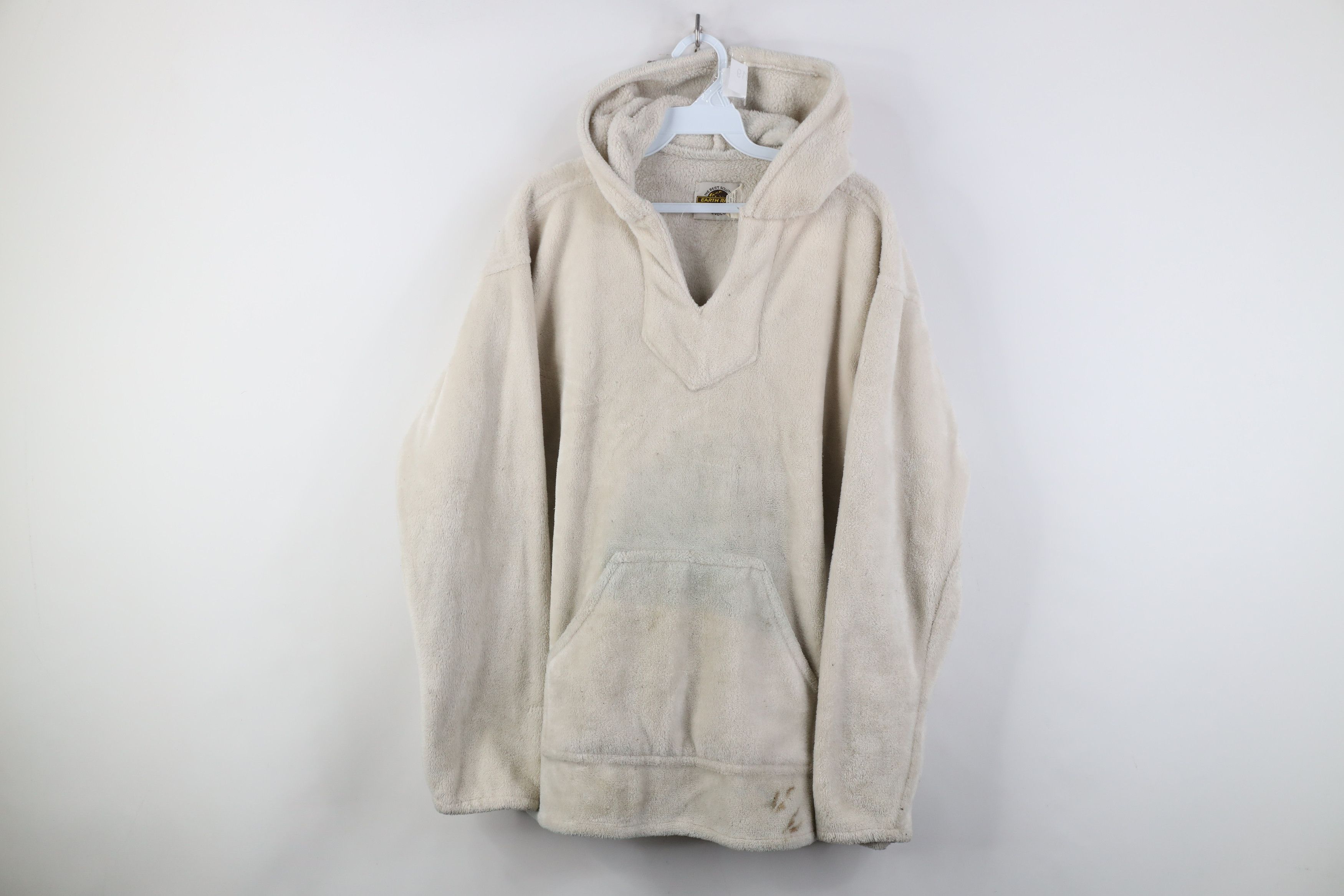 Vintage Vintage 90s Streetwear Soft Fleece Hoodie Sweatshirt Beige Size US XL / EU 56 / 4 - 1 Thumbnail