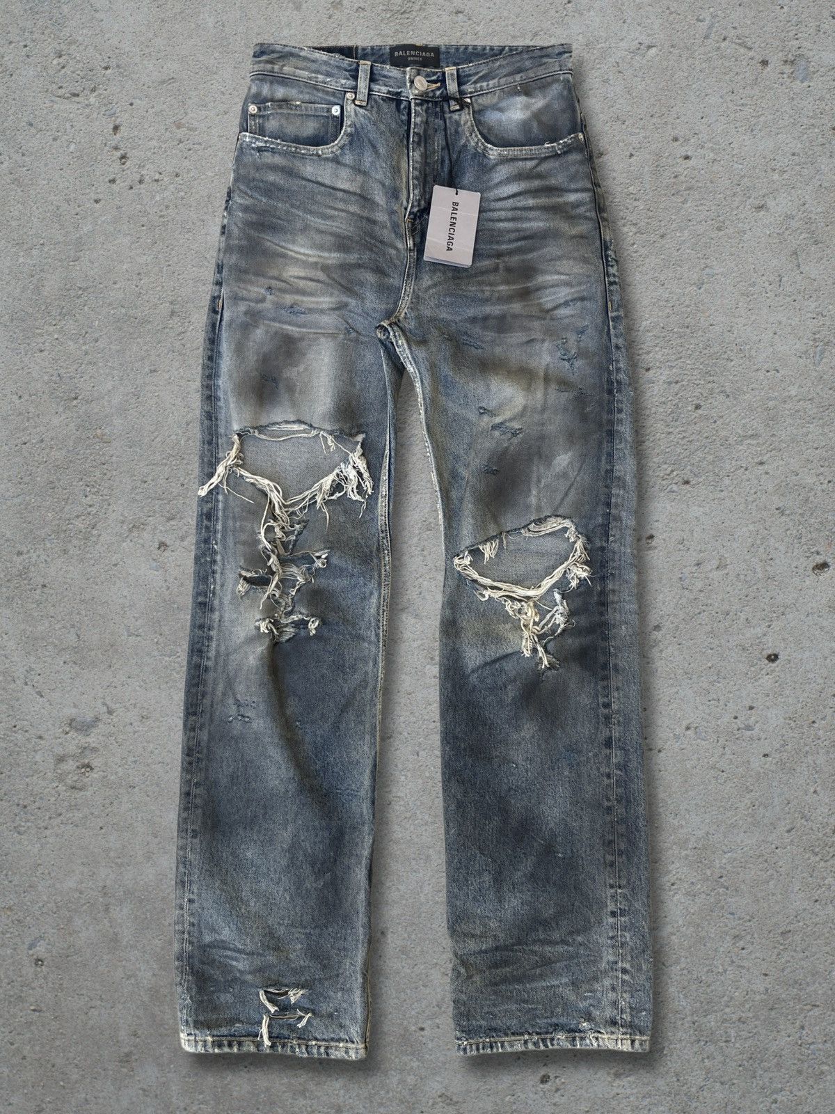 Balenciaga Balenciaga SS22 Oil Spill Mudwash Slim Fit Denims Size US 29 - 1 Thumbnail