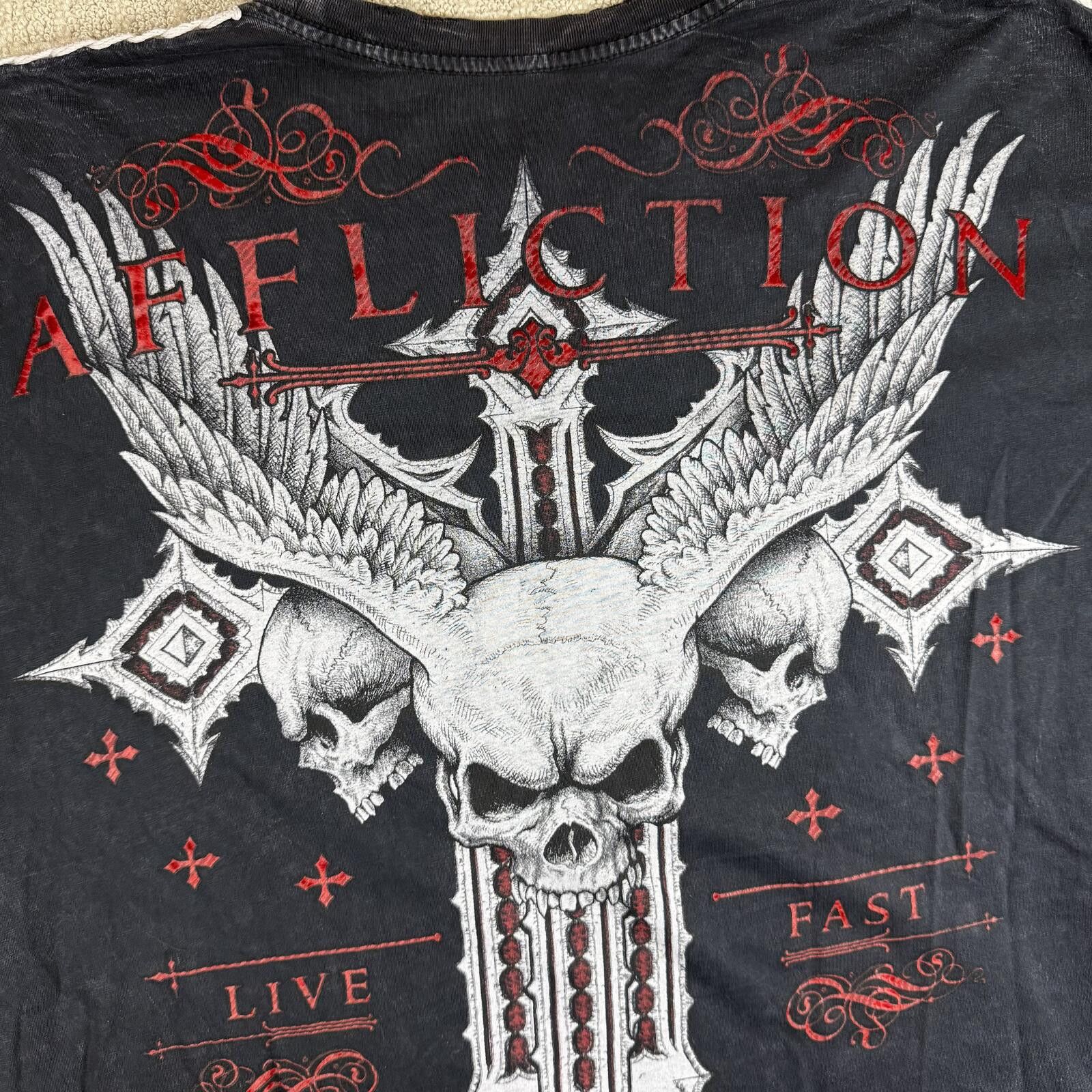 Affliction Y2K Affliction Fleur De Lis Skull T Shirt XXL Size US XXL / EU 58 / 5 - 8 Thumbnail