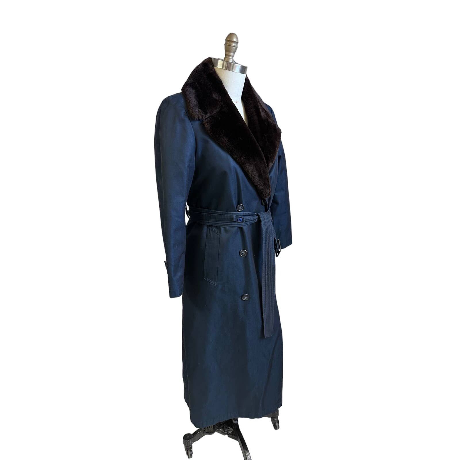 Dior Christian Dior VTG Trench Coat Blue Faux Fur Lining 70s S Size M / US 6-8 / IT 42-44 - 4 Thumbnail