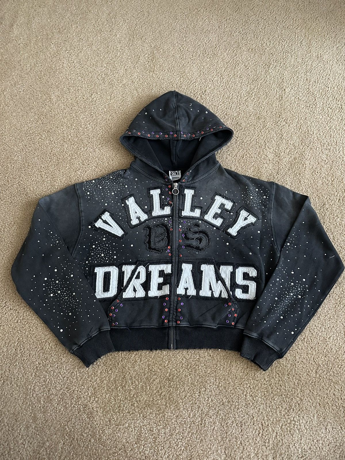 Vale Lives Black Classico Zip Up Rhinestone Size XLarge