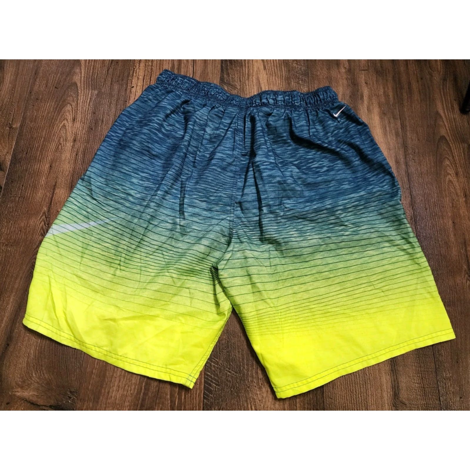 Nike Nike Mens XL Board Shorts Blue Green Swim Trunks Striped Surf Size US 36 / EU 52 - 2 Thumbnail