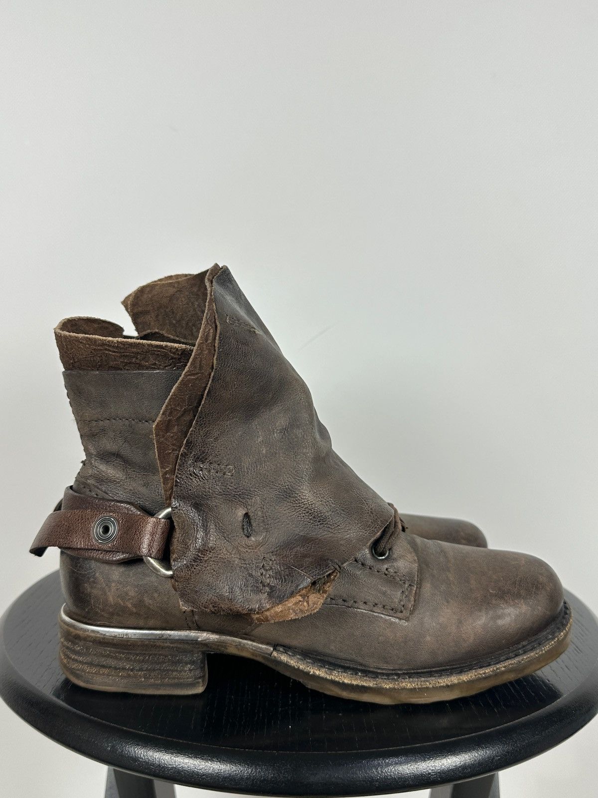 A.S.98 A.S.98. Airstep Brown Leather Buckle Biker Ankle Boots Size US 6 / IT 36 - 3 Thumbnail