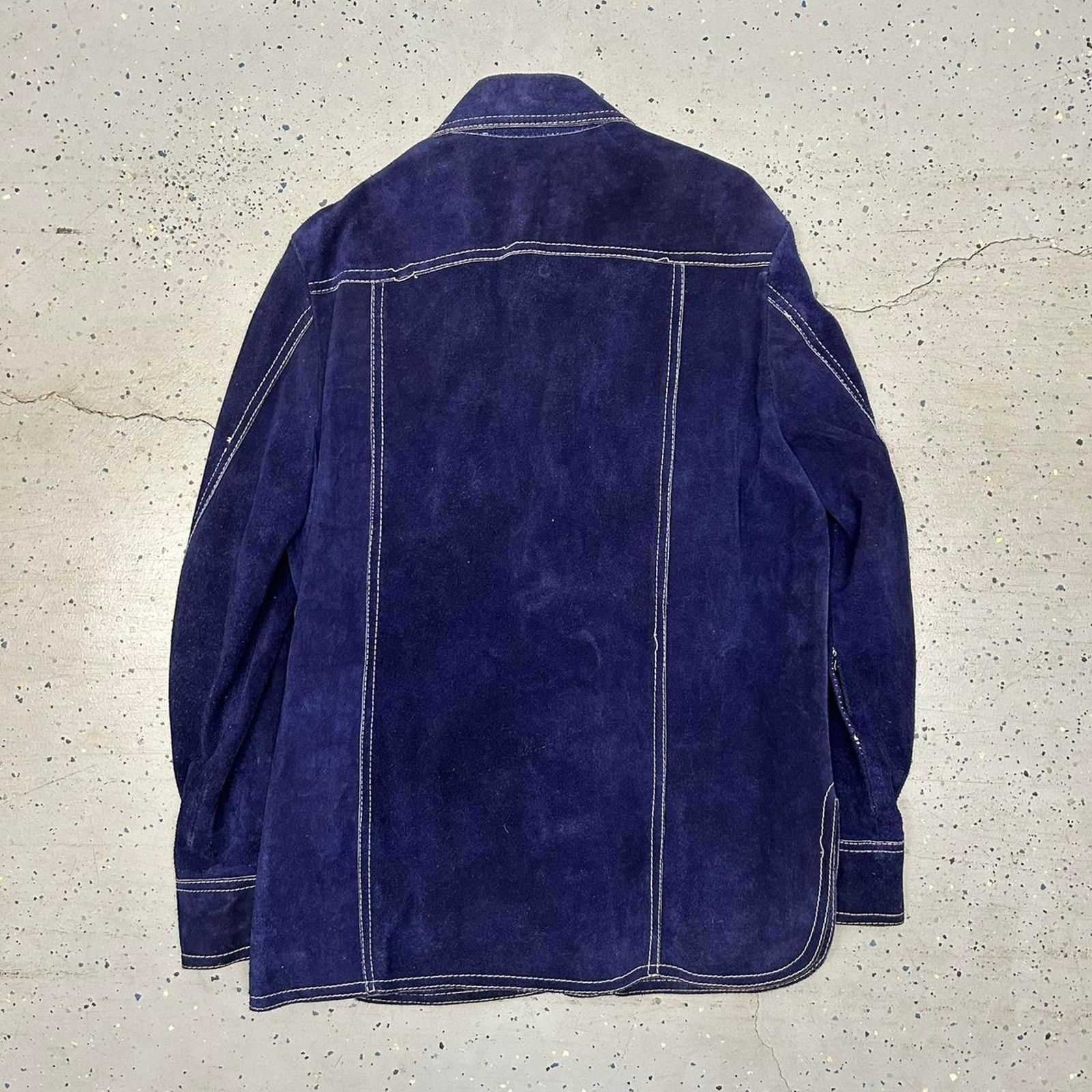 Other VTG 60s/70s Navy blue suede leather western pearl snap shirt Size US L / EU 52-54 / 3 - 2 Thumbnail
