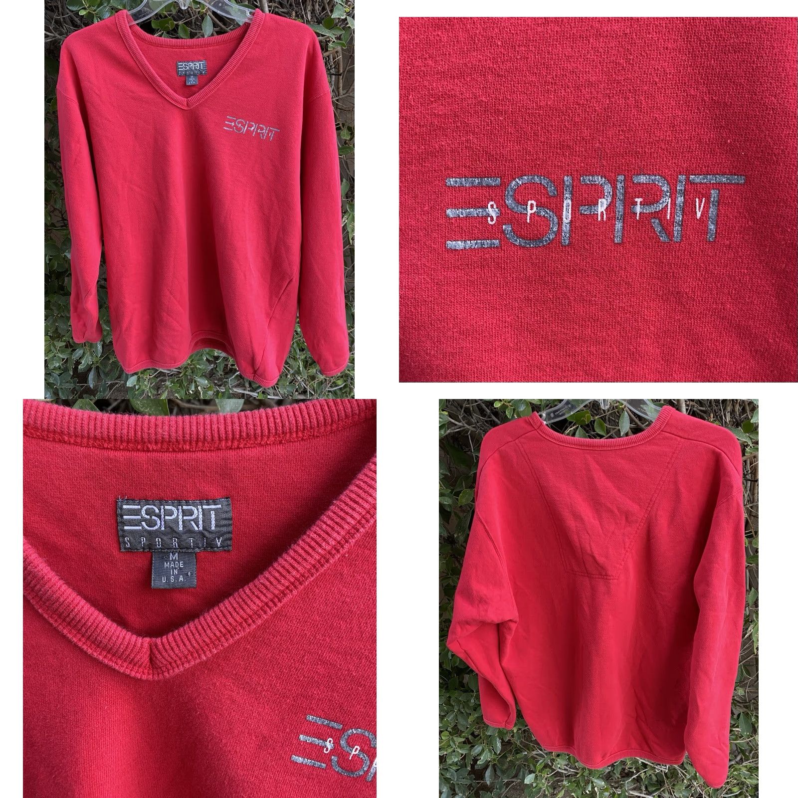 Esprit VINTAGE Esprit Sportiv V Neck Graphic Logo Sweatshirt Sweater Red USA Size M Womens Oversized Pullover Mockup Size M / US 6-8 / IT 42-44 - 8 Thumbnail