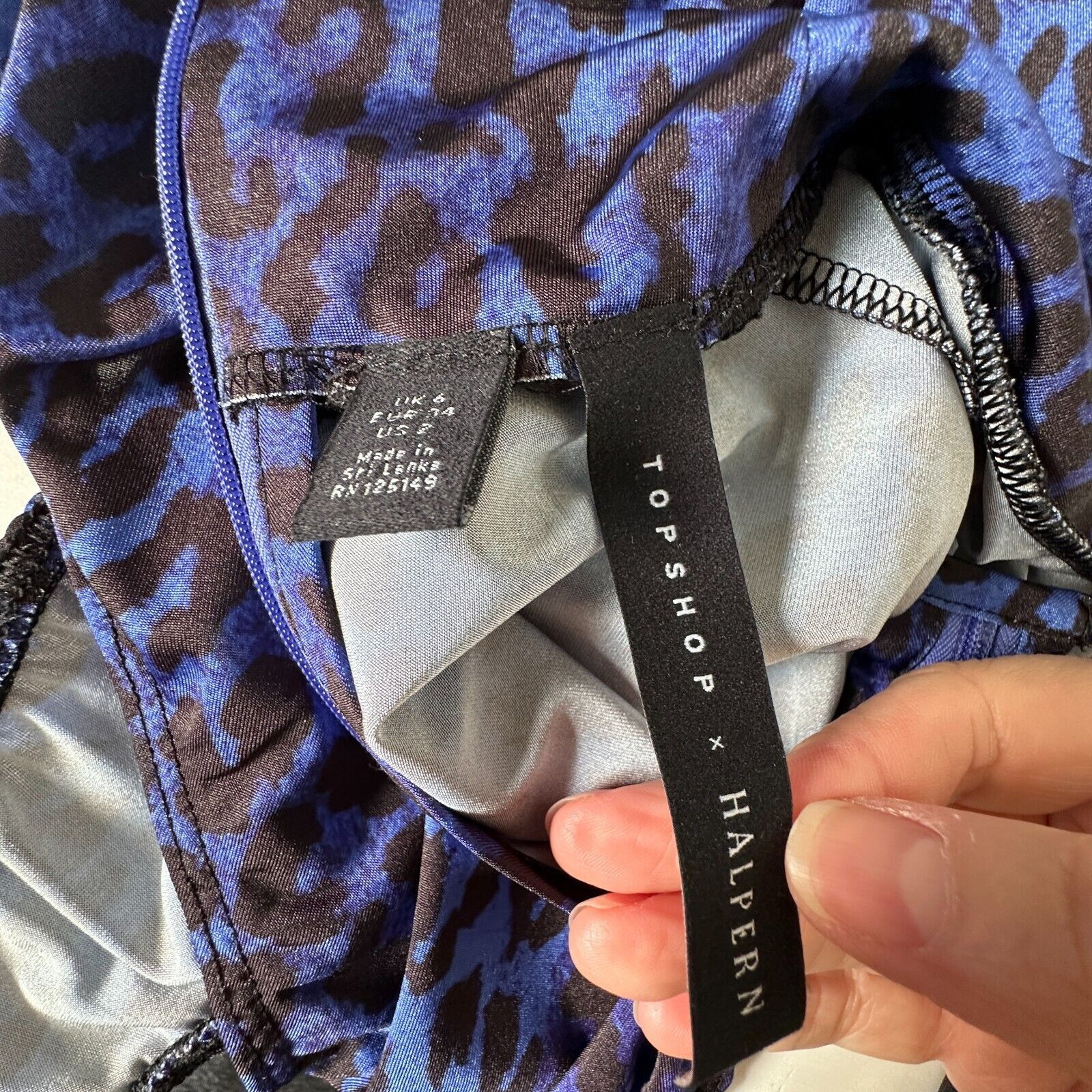 Topshop Topshop x Halpern Blue Cheetah Mock Neck Back Zip Bodysuit 2 Size XS / US 0-2 / IT 36-38 - 9 Thumbnail