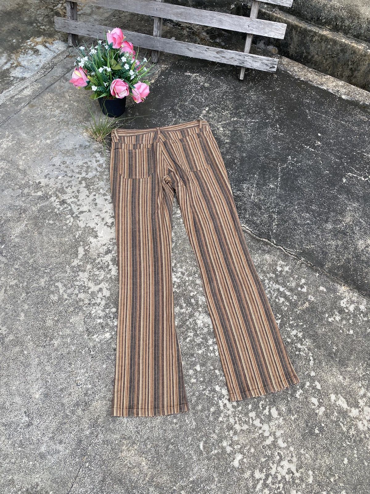 If Six Was Nine Flare Jouer Aux Echess Stripe Jeans Pants Size 28" / US 6 / IT 42 - 4 Thumbnail