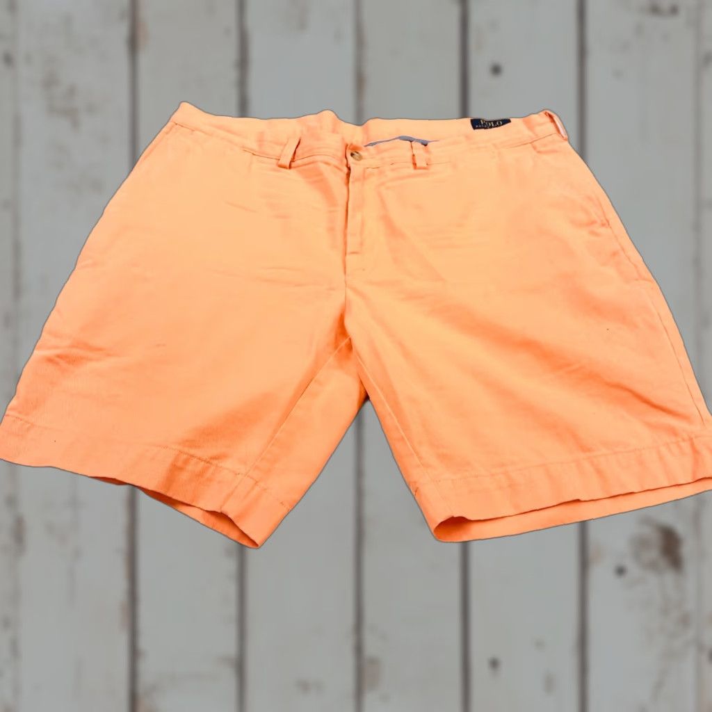 Polo Ralph Lauren Polo Ralph Lauren Mens Chino Shorts Classic Fit 38 Orange 8 Inseam Cotton Flat Front Zip Pockets Travel Casual Beach 90s? Size US M / EU 48-50 / 2 - 1 Thumbnail