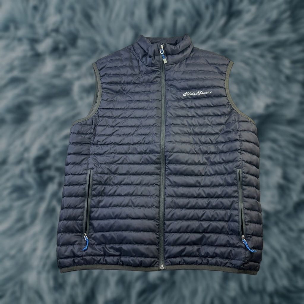 Eddie Bauer Eddie Bauer Vest Puffer Mens Large Blue 650 Down Fill Pockets Jacket Mid-Length Zip Size US L / EU 52-54 / 3 - 1 Thumbnail
