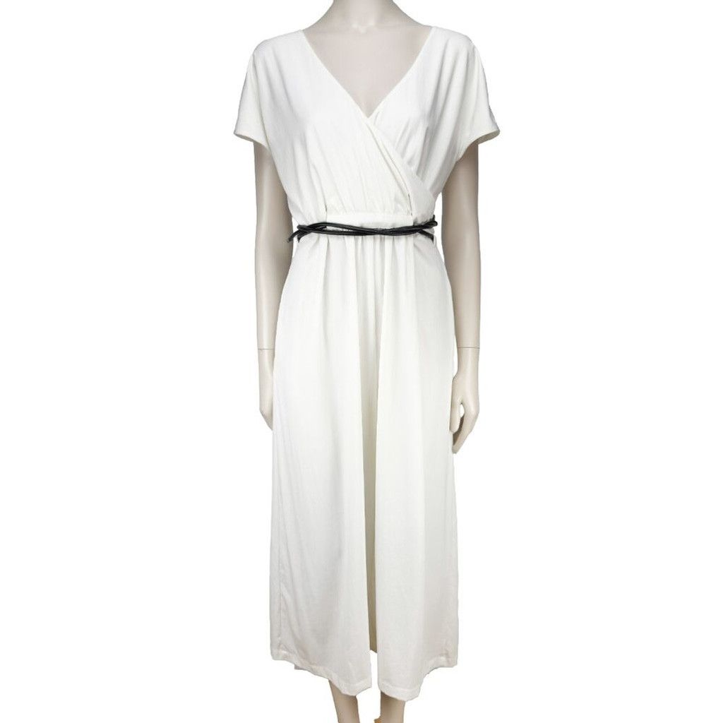 ADAM ET ROPE ADAY Minimalist Multiway White Maxi Dress with Black Belt S Size S / US 4 / IT 40 - 4 Thumbnail