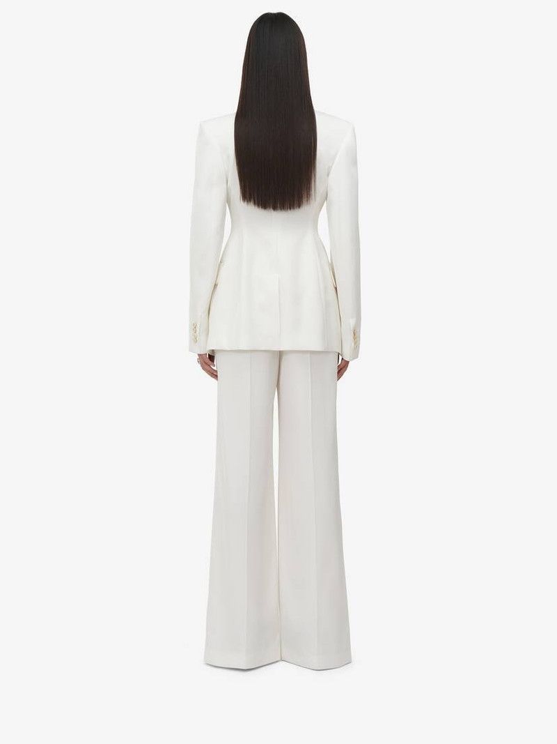 Alexander McQueen o1srvl11e0326 Double-Breasted Cut-Away Jacket in White Size S / US 4 / IT 40 - 5 Thumbnail