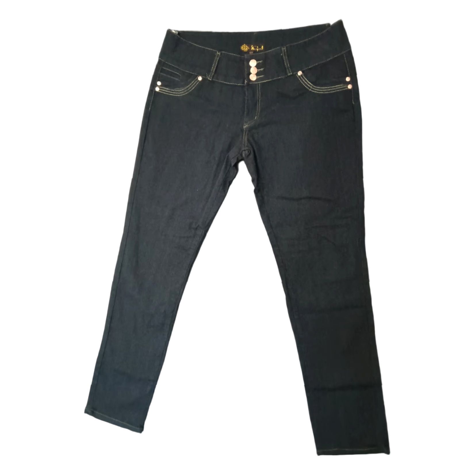 Vintage Unbranded Jeans 3 Button Closure Dark Wash Skinny Black Women's 19/20 Size 40" / US 18 - 1 Thumbnail