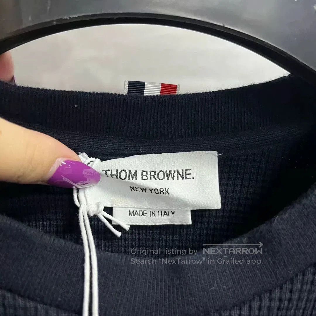Thom Browne thom browne navy waffle long sleeve sweatshirt. Size US L / EU 52-54 / 3 - 3 Thumbnail