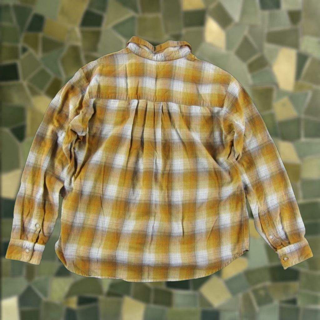 Uniqlo Uniqlo Blouse Plaid 100% Cotton Collared Long Sleeve Small Orange Women Size S / US 4 / IT 40 - 1 Thumbnail