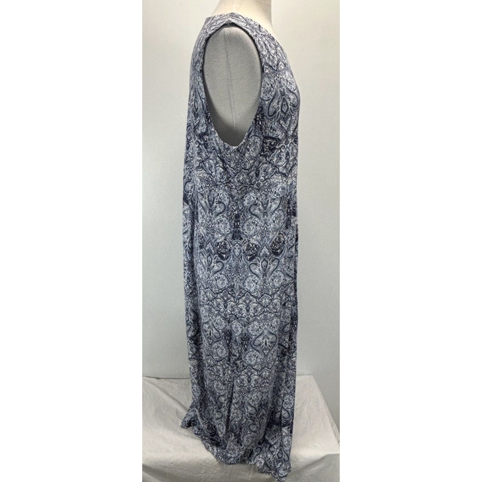 J. Jill VINTAGE J. Jill Maxi Dress Womens Large Sleeveless Jersey Dress Blue White 90s Long Pullover Size L / US 10 / IT 46 - 4 Thumbnail