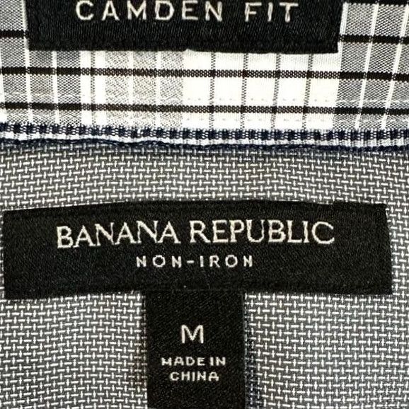 Banana Republic VINTAGE Banana Republic Dress Shirt Mens M Gray Plaid Camden Fit EUC Size 40R - 5 Thumbnail