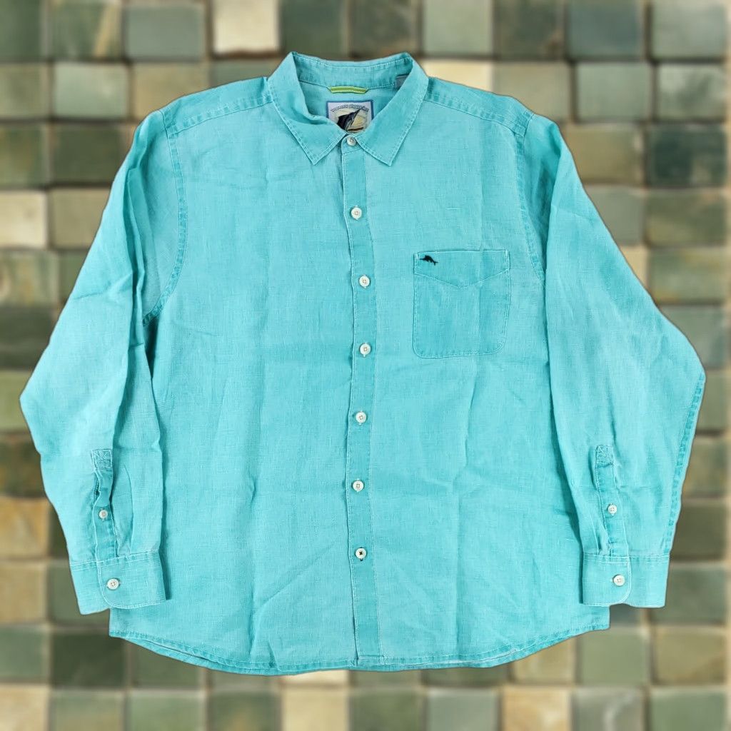Tommy Bahama Tommy Bahama Green Linen Button Up Shirt Mens XL 25 Years of Paradise 100% Linen Long Sleeve Button-Up Shirt Mens XL Green Size US XL / EU 56 / 4 - 1 Thumbnail