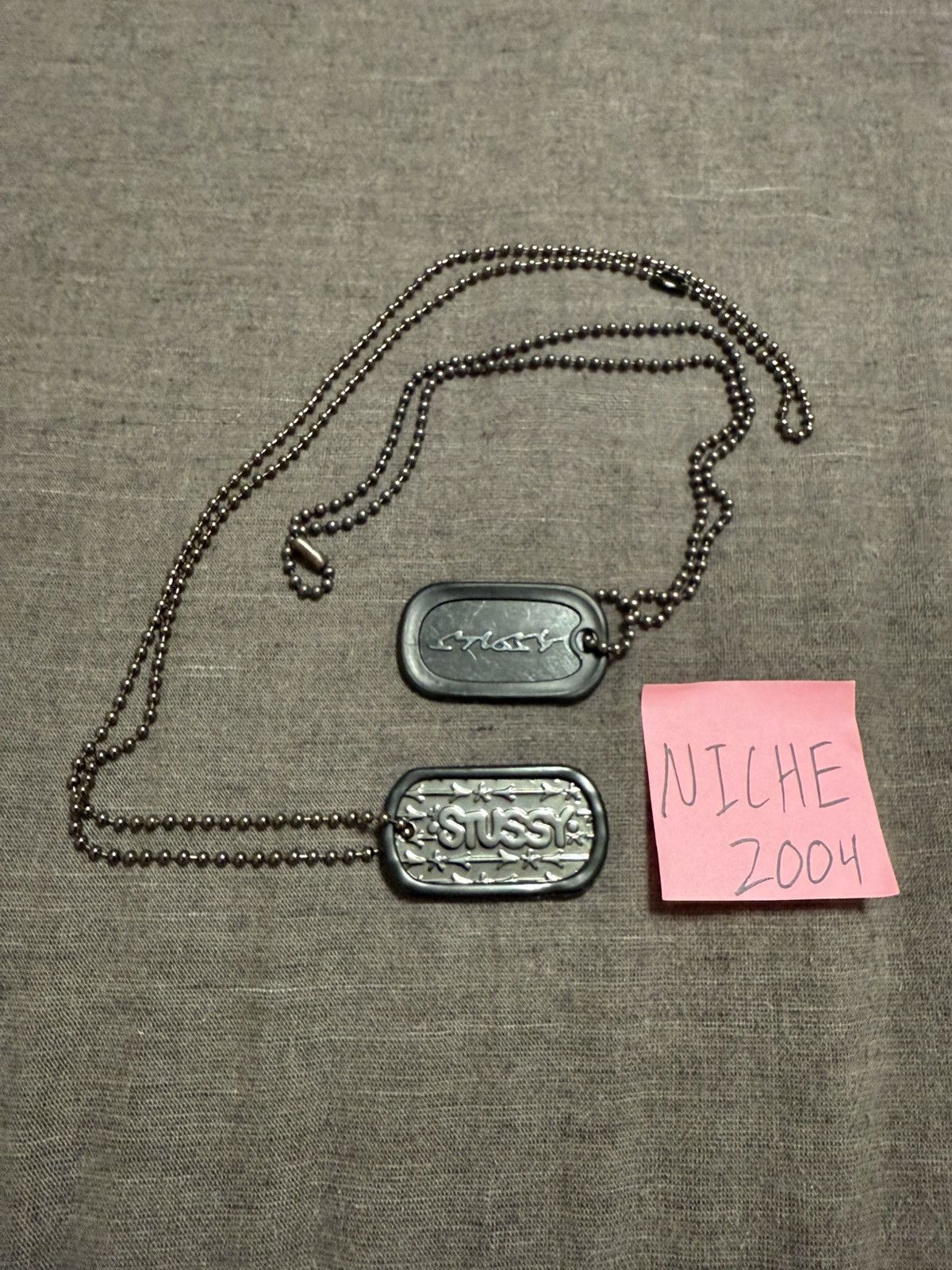STUSSY Dog-Tag Necklace〝Old stussy〟used Rare Collaboration Dog Tag Necklace STUSSY x FUTURA Double