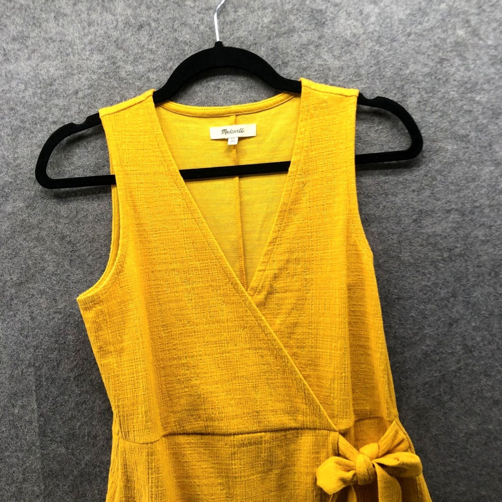 Madewell Madewell Crosshatch Side Tie Mini Dress XS Yellow Knit Sleeveless Gux Wrap A-Line Women’s Vintage? No (adjusted) Size XS / US 0-2 / IT 36-38 - 3 Thumbnail