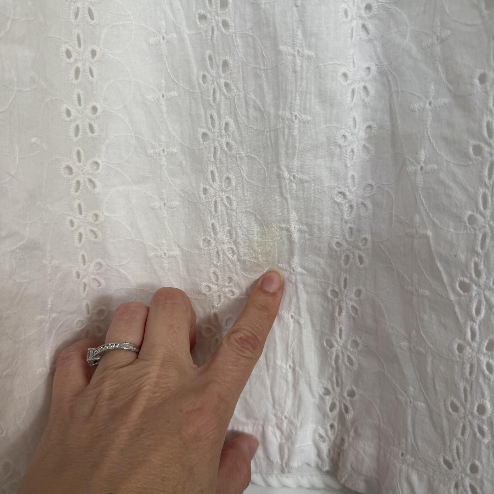 Daytona Dazy Large White Puff Sleeve Eyelet Dress with Square Neck Size L / US 10 / IT 46 - 2 Thumbnail