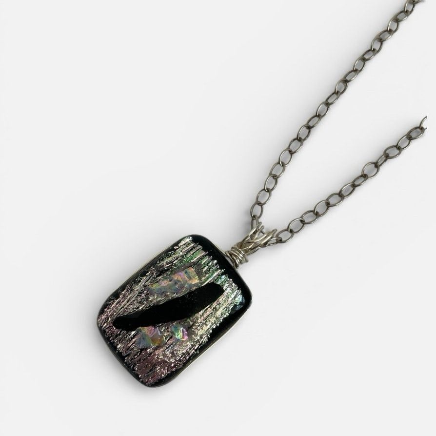 Vintage Vintage Abstract Iridescent Silver Chain Statement Necklace Size ONE SIZE - 1 Thumbnail