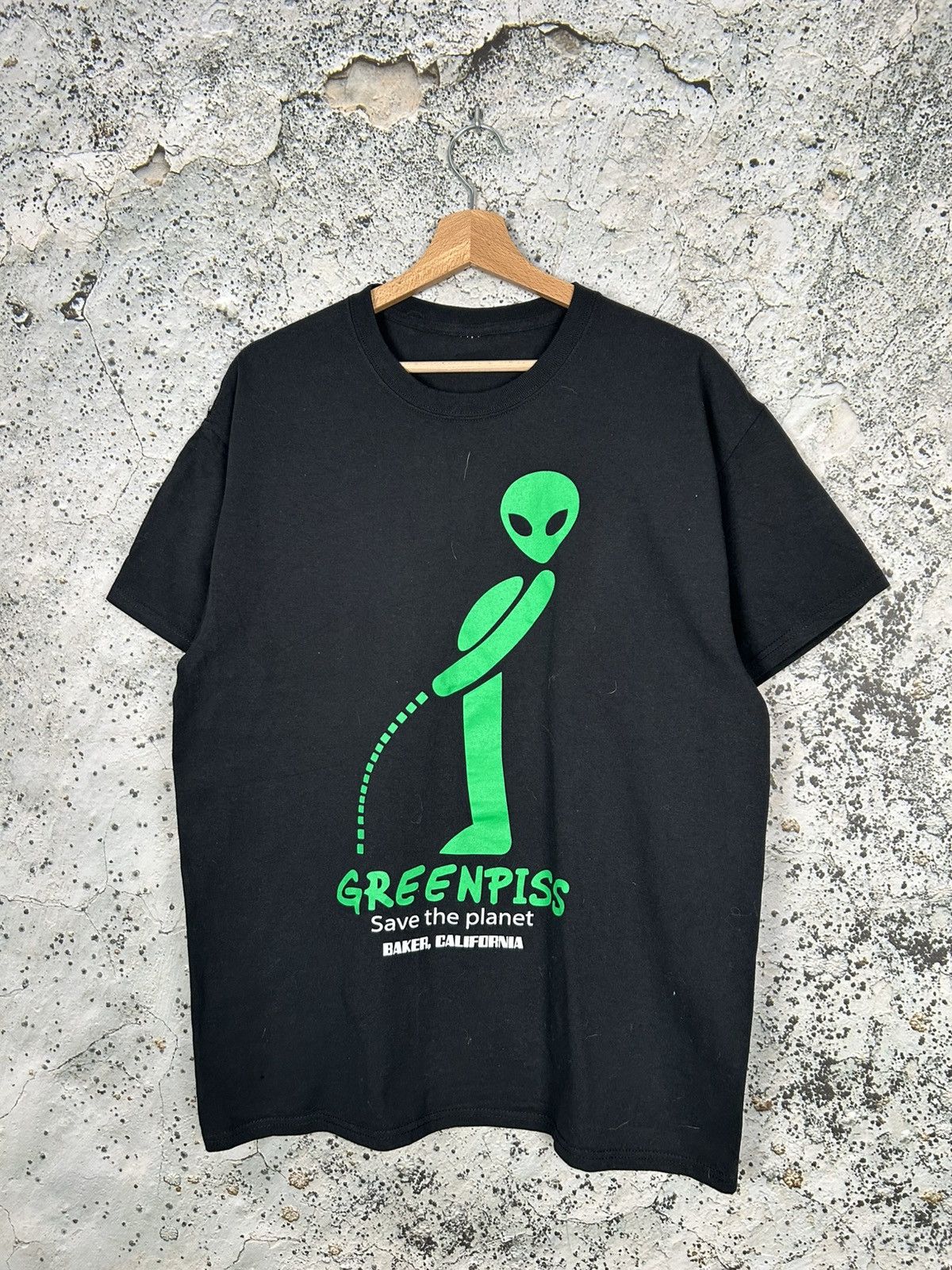 Vintage Greenpiss UFO Alien Graphic Tee Humor Skate Baggy