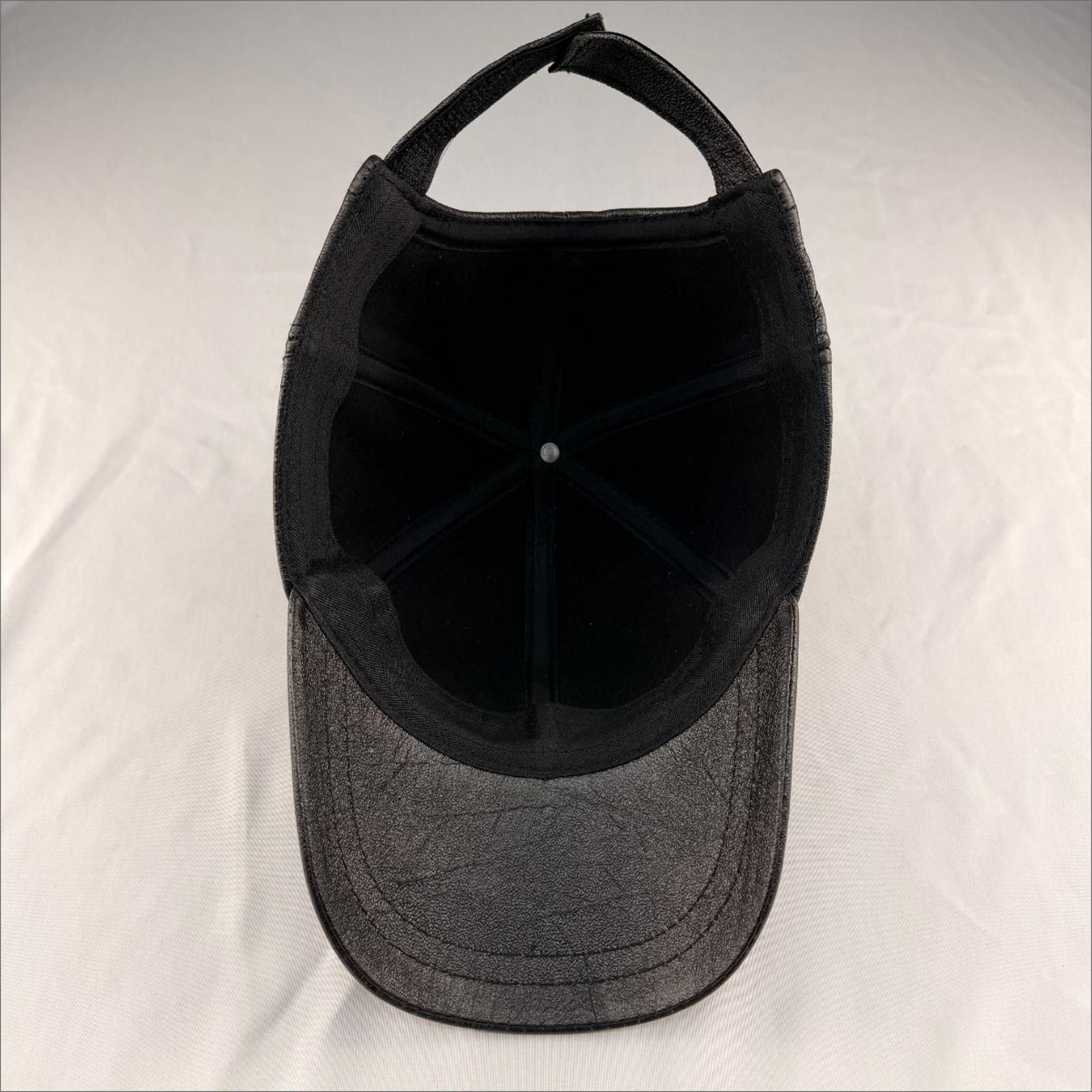 Other NEW Black Leather Baseball Cap - Premium Hat 076 Size ONE SIZE - 6 Thumbnail